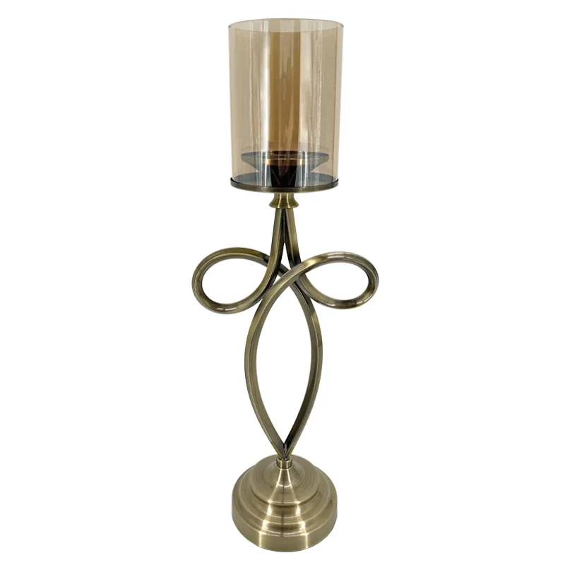 ΜΕΤΑΛΛΙΚΟ ΚΗΡΟΠΗΓΙΟ ΜΠΡΟΝΖΕ ΦΙΟΓΚΟΣ ΜΕ ΓΥΑΛΙ - 19x13x55cm 6/KIB