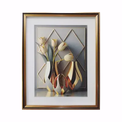 ΚΑΔΡO ΜΕ ΧΡΥΣΗ ΚΟΡΝΙΖΑ & ΓΥΑΛΙ - 3D ΜΕΤΑΛΛΙΚΑ ΒΑΖΑ - 41x51cm 30/ΚΙΒ