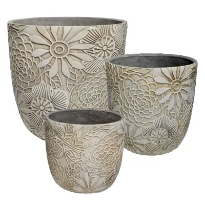 ΚΑΣΠΩ ΣΕΤ/3 ΣΤΡΟΓΓΥΛΟ ΚΑΦΕ ΛΟΥΛΟΥΔΙΑ MOTIBO - L:Φ30.5X31.5, M:Φ25X26, S:Φ20X20.5cm 1/ΚΙΒ