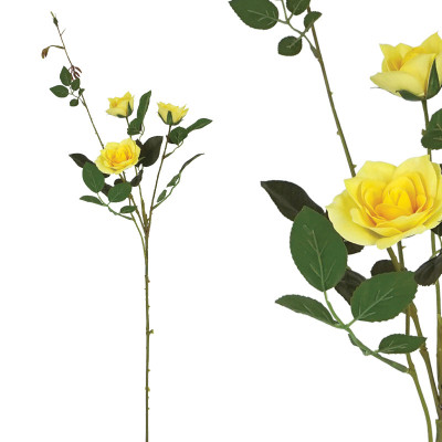 ΚΛΑΔΙ ΤΡΙΑΝΤΑΦΥΛΛΟ ΚΙΤΡΙΝΟ REAL TOUCH ΜΕ 5 ΣΤΕΛΕΧΗ ~ 3 ΛΟΥΛΟΥΔΙΑ - Υ75cm 24/240ΚΙΒ