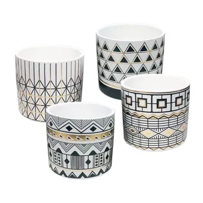 ΚΑΣΠΩ ΜΕΓΑΛΟ (4 ΣΧΕΔΙΑ ASS) ΨΗΦ. ΕΚΤΥΠΩΣΗ ΜΑΥΡΑ/ΧΡΥΣΑ ΓΕΩΜΕΤΡΙΚΑ ΜΟΤΙΒΑ - Φ12.5x12cm 4/32ΚΙΒ