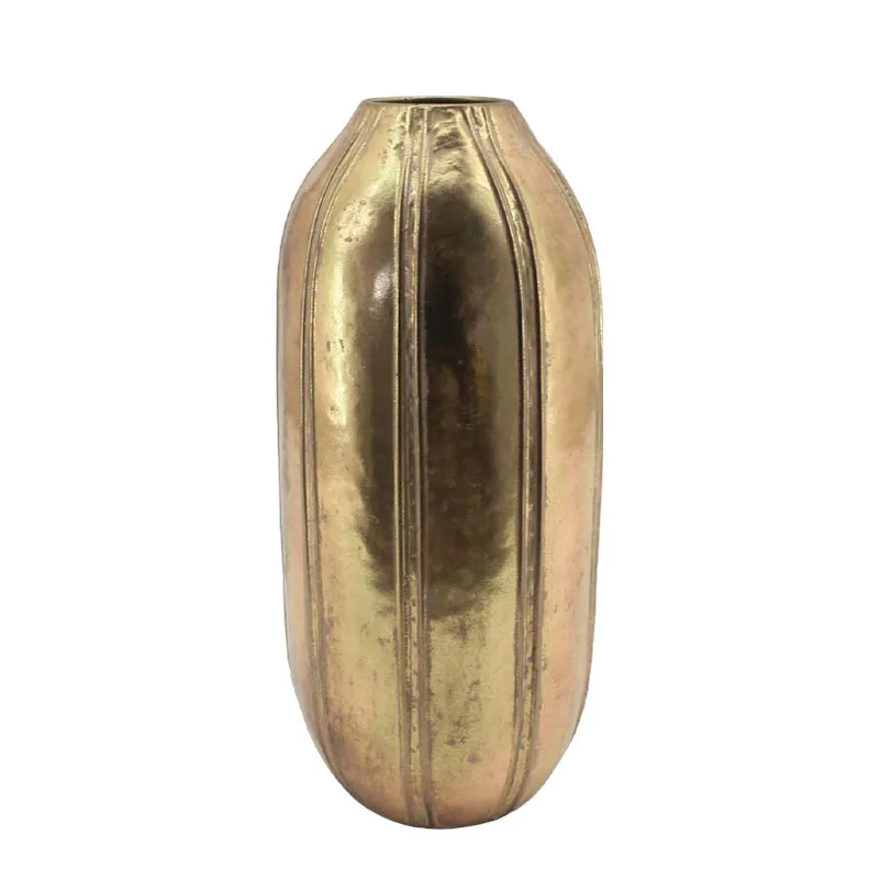 ΜΕΤΑΛΛΙΚΟ ΒΑΖΟ ΧΡΥΣΟ ΣΤΡΟΓΓΥΛΟ/ΩΟΕΙΔΕΣ ΨΗΛΟ - Φ21x48.5cm 4/KIB