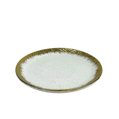 ΚΕΡΑΜΙΚH ΠΙΑΤΕΛΑ ΛΕΥΚΟ/ΧΡΥΣΟ ΟΜΠΡΕ ΕΦΕ ΣΤΡΟΓΓΥΛΗ - 29.2cm 3/24ΚΙΒ