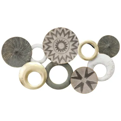 ΜΕΤΑΛΛΙΚΟ ΤΟΙΧΟΥ ΧΡΥΣΟ/ΓΚΡΙ ΓΡΑΜΜΙΚΟ ΣΧΕΔΙΟ ΚΥΚΛΟΙ - 71.1x39.4x5.1cm 4/KIB