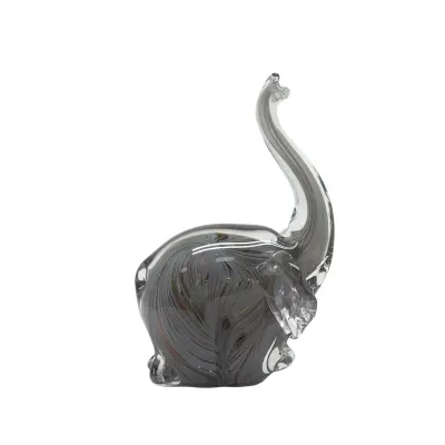 ΔΙΑΚΟΣΜΗΤΙΚΟ ΕΛΕΦΑΝΤΑΣ ΑΠΟ ΦΥΣΗΤΟ ΓΥΑΛΙ ΓΚΡΙ/ΔΙΑΦΑΝΟ - 13x11.5x19.5cm 6/ΚΙΒ