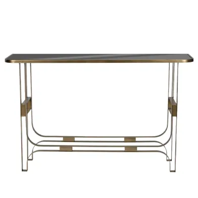 ΚΟΝΣΟΛΑ ΜΕΤΑΛΛΙΚΗ ΧΡΥΣΟ ΜΕ ΓΥΑΛΙ ΟΡΘΟΓΩΝΙΟ MODERN - 120x32x75cm 1/KIB