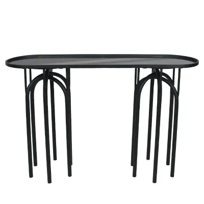 ΚΟΝΣΟΛΑ ΜΕΤΑΛΛΙΚH ΜΑΥΡΟ ΜΑΤ ΜΕ ΓΥΑΛΙ ΣΤΡΟΓΓΥΛΕΜΕΝΟ ΟΡΘΟΓΩΝΙΟ INDUSTRIAL - 120x35.5x81cm 1/KIB