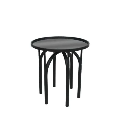 ΤΡΑΠΕΖAKI ΜΕΤΑΛΛΙΚΟ ΜΑΥΡΟ ΜΑΤ ΜΕ ΓΥΑΛΙ ΣΤΡΟΓΓΥΛΟ INDUSTRIAL - Φ40x45cm 2/KIB