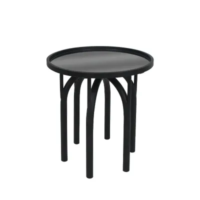 ΤΡΑΠΕΖAKI ΜΕΤΑΛΛΙΚΟ ΜΑΥΡΟ ΜΑΤ ΜΕ ΓΥΑΛΙ ΣΤΡΟΓΓΥΛΟ INDUSTRIAL - Φ45x55cm 1/KIB