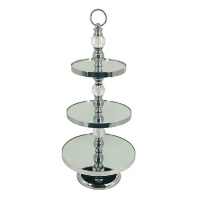 ΟΡΝΤΕΡΒΙΕΡΑ ΜΕΤΑΛΛΙΚΗ ΑΣΗΜΙ/ΛΕΥΚΟ ΣΤΡΟΓΓΥΛΗ 3 ΔΙΣΚΩΝ ΜΕ ΚΡΥΣΤΑΛΛΑ & ΚΑΘΡΕΦΤΗ - Φ30x68cm 6/ΚΙΒ