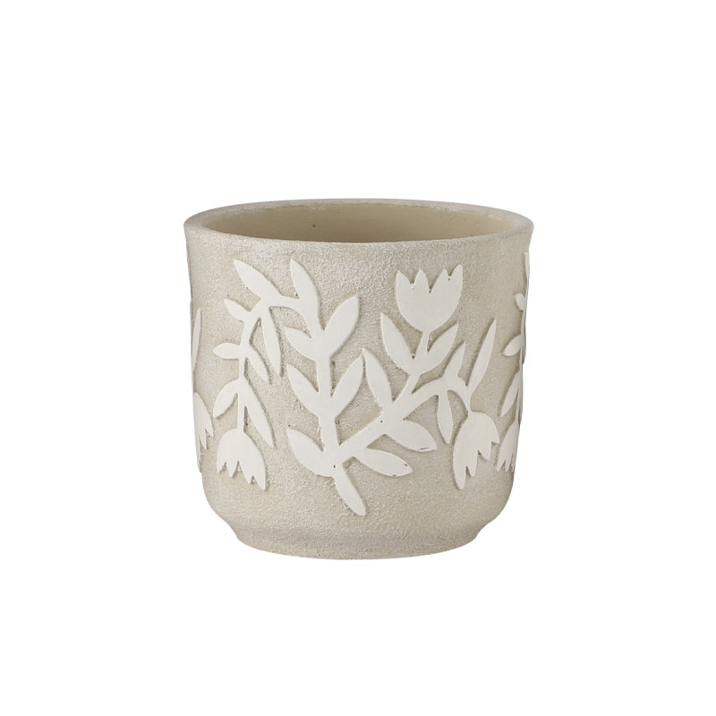 ΚΑΣΠΩ ΤΣΙΜΕΝΤΕΝΙΟ ΕΚΡΟΥ-ΜΠΕΖ ΣΤΡΟΓΓΥΛΟ ΑΝΑΓΛΥΦΑ ΦΥΤΑ Φ17.5x16cm - 1/8ΚΙΒ