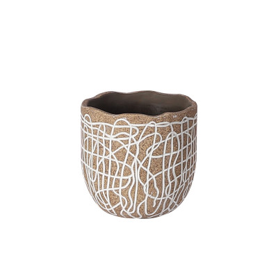 ΚΑΣΠΩ ΤΣΙΜΕΝΤΕΝΙΟ ΜΠΕΖ-ΛΕΥΚΟ ΣΤΡΟΓΓΥΛΟ ΑΦΗΡΗΜΕΝΕΣ ΓΡΑΜΜΕΣ Φ18x17.5cm - 1/6ΚΙΒ