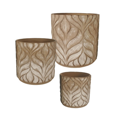 ΚΑΣΠΩ ΤΣΙΜΕΝΤΕΝΙΟ ΣΕΤ/3 ΚΑΦΕ ΑΝΑΓΛΥΦΑ ΦΥΛΛΑ - L:Φ26x28.5, M:21x23, S:16x18cm 112/ΠΑΛ