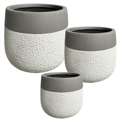 ΚΑΣΠΩ FIBERCLAY ΣΕΤ3 ΓΚΡΙ/ΕΚΡΟΥ ΣΤΡΟΓΓΥΛΟ - S:Φ29x26, M:Φ40x36, L:Φ55x48cm 1/ΚΙΒ