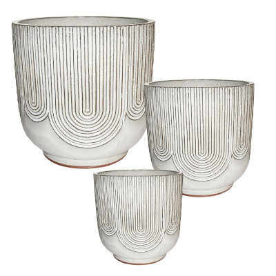 ΣΕΤ/3 ΚΑΣΠΩ ΠΗΛΙΝΑ ΣΤΡΟΓΓΥΛΑ ΜΕ ΚΑΜΠΥΛΩΤΕΣ ΓΡΑΜΜΕΣ - S:Φ24.5x24.5, M:Φ31x30.5, L:Φ41x40.5cm