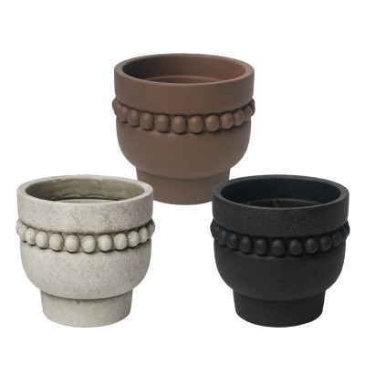 ΤΣΙΜΕΝΤΕΝΙΟ ΚΑΣΠΩ (3 ΣΧΕΔΙΑ ASS) ΕΚΡΟΥ-ΚΑΦΕ-ΜΑΥΡΟ ΜΕ ΦΥΣΑΛΙΔΕΣ ΚΑΙ ΒΑΣΗ - Φ13.5x12cm 3/12ΚΙΒ