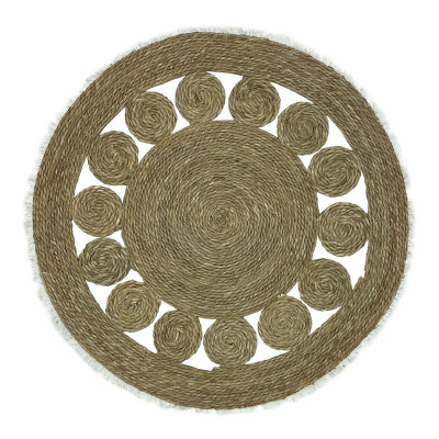 ΧΑΛΙ ΨΑΘΑ ΦΥΣΙΚΟ ΚΑΦΕ/ΕΚΡΟΥ ΚΡΟΣΙΑ ΠΛΕΞΗ ΜΕ ΚΥΚΛΟΥΣ ΛΟΥΛΟΥΔΙ ΚΑΙ ΚΡΟΣΙΑ - Φ100cm 10/KIB