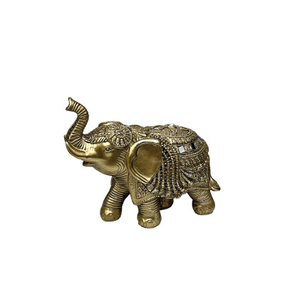 ΔΙΑΚΟΣΜΗΤΙΚΟ ΠΟΛΥΕΣΤΕΡΙΚΟ ΧΡΥΣΟ ΕΛΕΦΑΝΤΑΚΙ - ΑΝΑΓΛΥΦΟ ΜΕ ΚΑΘΡΕΦΤΑΚΙΑ - 13x7x15cm 48/KIB