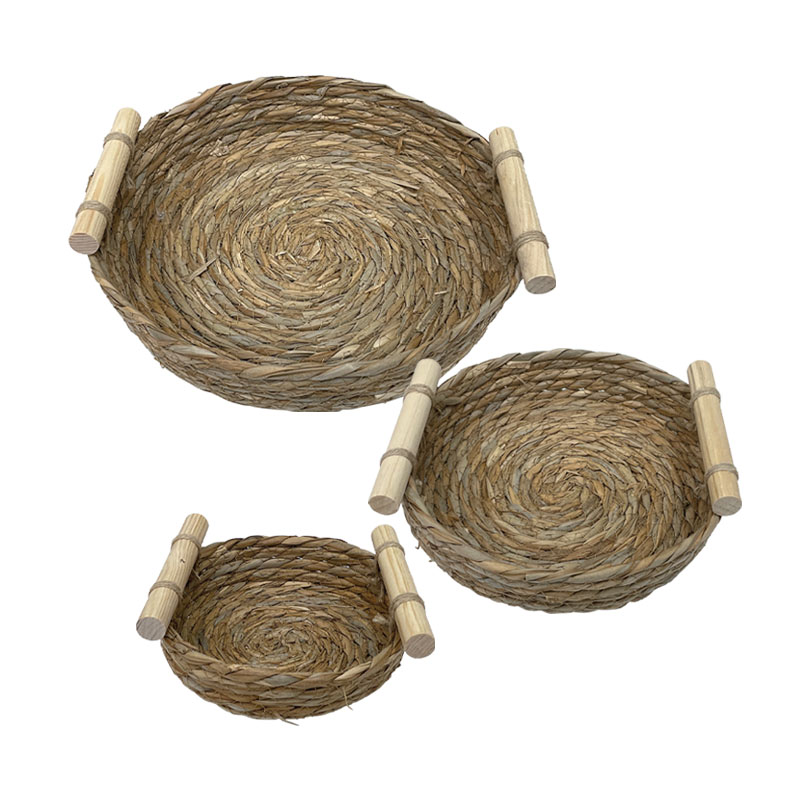 ΠΑΝΕΡΙΑ ΨΑΘΑΣ ΣΕΤ3 ΣΤΡΟΓΓΥΛΑ ΜΕ ΞΥΛΙΝΑ ΧΕΡΟΥΛΙΑ ΦΥΣΙΚΟ ΚΑΦΕ - L:Φ31x8, Μ:Φ24x8, S:Φ18x7.5cm 24/KIB