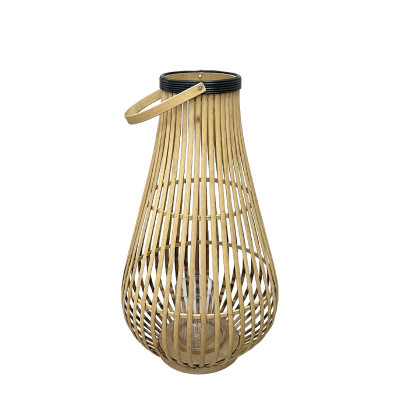 ΦΑΝΑΡΙ ΜΠΑΜΠΟΥ ΦΥΣΙΚΟ ΚΑΦΕ/ΜΑΥΡΟ "ΚΑΝΑΤΑ" ΜΕ ΧΕΡΟΥΛΙ & ΓΥΑΛΙ ΚΕΡΙΟΥ - Φ32.5x61cm 8/KIB