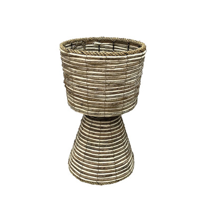 ΚΑΣΠΩ/ΚΑΛΑΘΙ ΡΑΤΑΝ ΣΤΡΟΓΓΥΛΟ ΜΕ ΚΩΝΙΚΗ ΒΑΣΗ ΦΥΣΙΚΟ ΚΑΦΕ/ΜΠΕΖ ΣΕ ΠΛΕΞΗ ΡΙΓΕ - Φ30x52cm 8/KIB