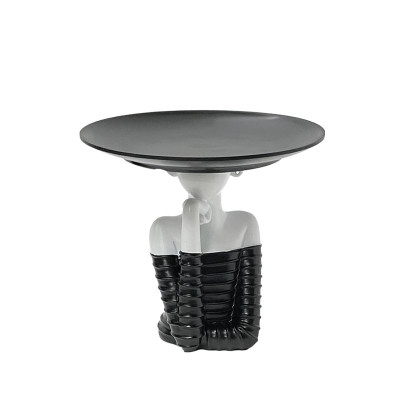 ΔΙΑΚΟΣΜΗΤΙΚΟ ΠΟΛΥΕΣΤΕΡΙΚΟ ΜΑΥΡΟ/ΛΕΥΚΟ ΚΟΠΕΛΑ ΜΕ ΚΑΠΕΛΟ ΠΙΑΤΕΛΙΤΣΑ - Φ17x17cm 24/KIB