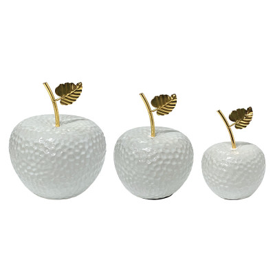 ΚΕΡΑΜΙΚΑ ΔΙΑΚΟΣΜΗΤΙΚΑ ΜΗΛΑ ΣΕΤ3 ΛΕΥΚΟ/ΧΡΥΣΟ - L:Φ13x16, Μ:Φ11.5x15, S:Φ10x14cm 18/KIB