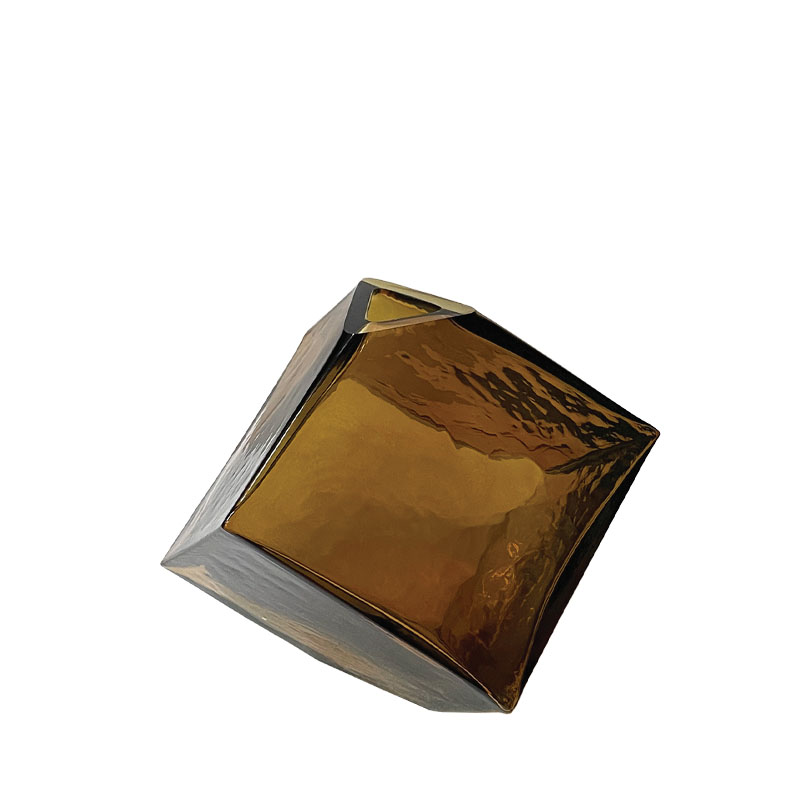 ΓΥΑΛΙΝΟ ΒΑΖΟ ΜΕΛΙ ΜΟΝΤΕΡΝΟ ΚΥΒΟΣ ΑΝΑΓΛΥΦΟ ΜΕΓΑΛΟ - 21x21x20cm 12/KIB