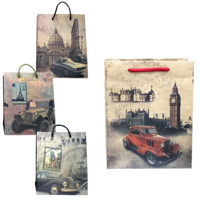 ΧΑΡΤΙΝΗ ΣΑΚΟΥΛΑ AYTOKINHTA-ΠΟΛΕΙΣ (4 ΣΧΕΔΙΑ) 33.5x25x9cm 12/ΣΑΚ