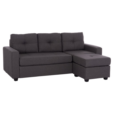 ΚΑΝΑΠΕΣ ΑΝΑΣΤΡΕΨΙΜΗ ΓΩΝΙΑ PAGE HM3004.02 ΜΕ ΓΚΡΙ ΥΦΑΣΜΑ 205X140X87Y εκ.