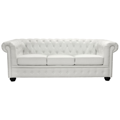 ΚΑΝΑΠΕΣ 3ΘΕΣΙΟΣ T.CHESTERFIELD HM3009.02 ΤΕΧΝΟΔΕΡΜΑ ΛΕΥΚΟ ΜΑΤ 208x90x73 εκ.