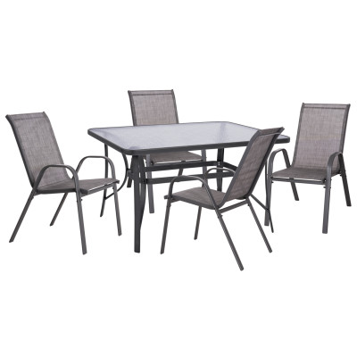 ΣΕΤ ΤΡΑΠΕΖΑΡΙΑΣ ΓΚΡΙ ΜΕΤΑΛΛΙΚΟ 5ΤΜΧ ΜΕ 4 ΚΑΡΕΚΛΕΣ & ΤΡΑΠΕΖΙ 140Χ80 HM5200.01