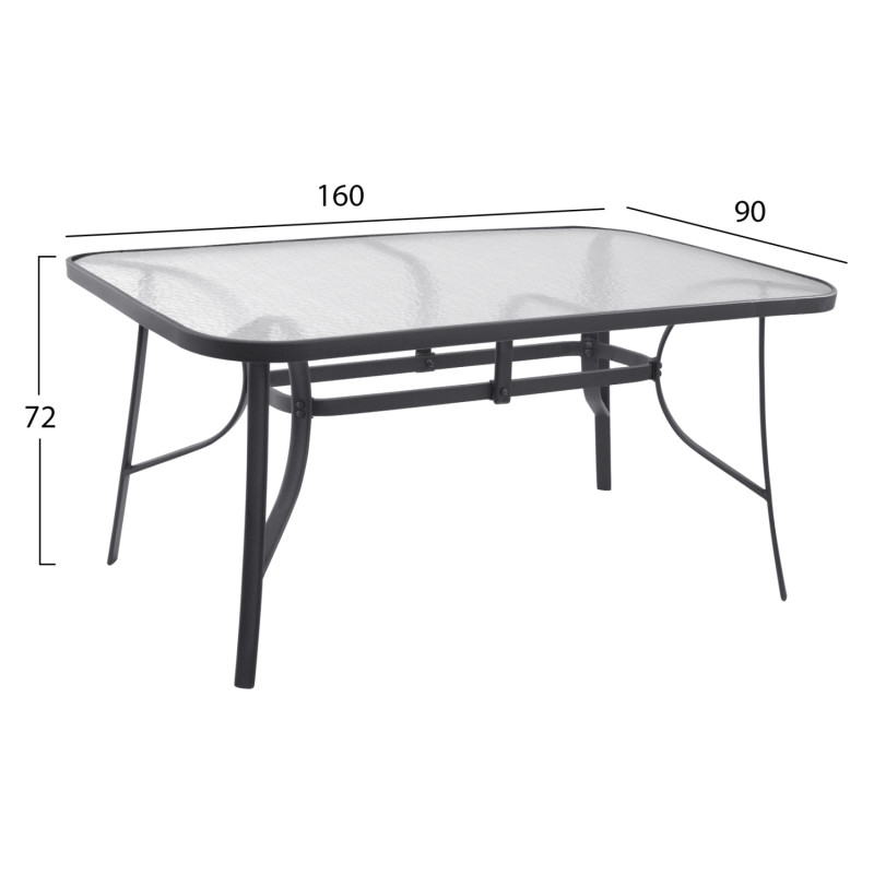 ΣΕΤ ΤΡΑΠΕΖΑΡΙΑ ΓΚΡΙ  ΜΕΤΑΛΛΙΚΗ 7ΤΜΧ ΜΕ 6ΚΑΡΕΚΛΕΣ ΚΑΙ ΤΡΑΠΕΖΙ 160Χ90 HM5206.01