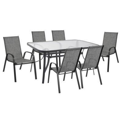 ΣΕΤ ΤΡΑΠΕΖΑΡΙΑ ΓΚΡΙ  ΜΕΤΑΛΛΙΚΗ 7ΤΜΧ ΜΕ 6ΚΑΡΕΚΛΕΣ ΚΑΙ ΤΡΑΠΕΖΙ 160Χ90 HM5206.01