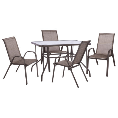 ΣΕΤ ΤΡΑΠΕΖΑΡΙΑΣ ΕΞ.ΧΩΡΟΥ 5ΤΜΧ HM5193.02 ΜΕ 4 ΚΑΡΕΚΛΕΣ & ΤΡΑΠΕΖΙ 110Χ60 ΚΑΦΕ