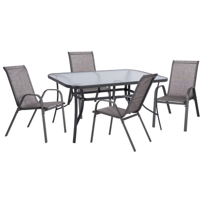 ΣΕΤ ΤΡΑΠΕΖΑΡΙΑΣ 5ΤΜΧ HM5201.01 ΓΚΡΙ ΜΕΤΑΛΛΙΚΟ ΜΕ 4 ΚΑΡΕΚΛΕΣ & ΤΡΑΠΕΖΙ 150Χ90