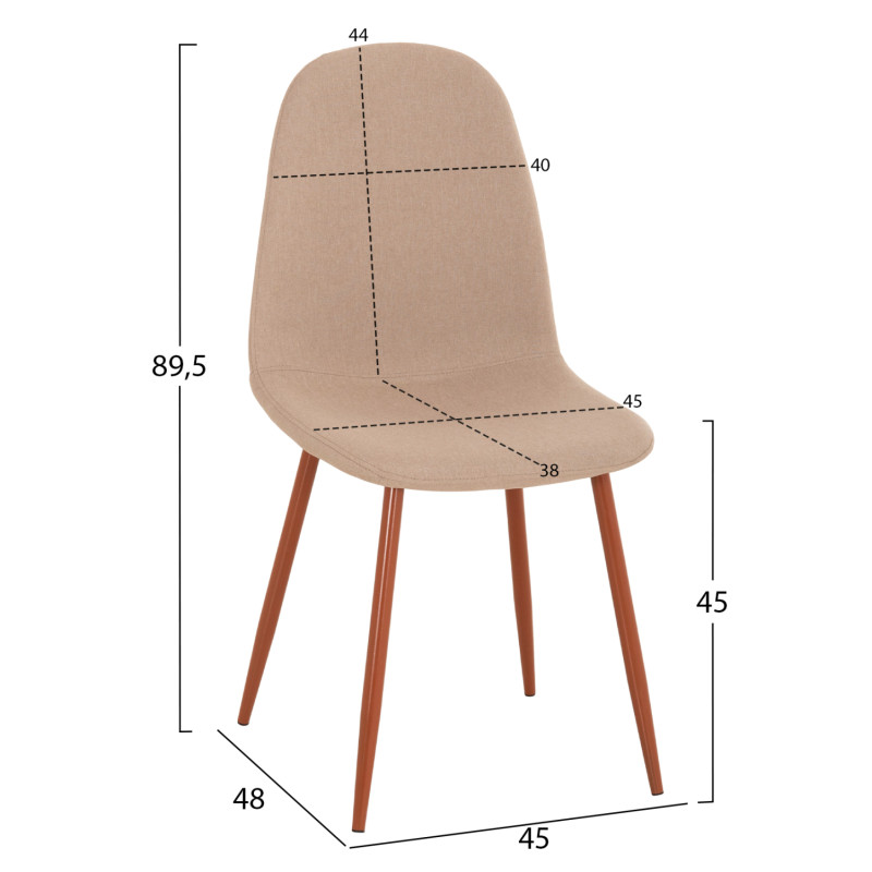 ΚΑΡΕΚΛΑ LEONARDO HM00100.07 ΥΦΑΣΜΑ ΜΠΕΖ ΚΑΙ ΜΕΤΑΛΛΙΚΑ ΠΟΔΙΑ 44x48x89Υεκ.