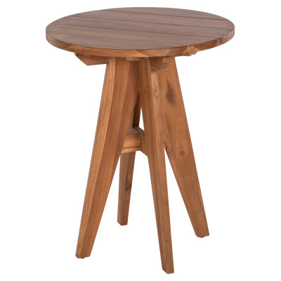 ΤΡΑΠΕΖΙ ΣΤΡΟΓΓΥΛΟ LEO HM9859.11 ΜΑΣΙΦ ΞΥΛΟ ΤΕΑΚ ΣΕ ΦΥΣΙΚΟ Φ60x75Υεκ.