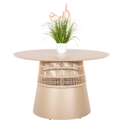 ΤΡΑΠΕΖΙ ΣΤΡΟΓΓΥΛΟ SAEID HM6106.04 ΣΑΜΠΑΝΙ ΑΛΟΥΜΙΝΙΟ-ΜΠΕΖ ΣΧΟΙΝΙ Φ120x75Υεκ.