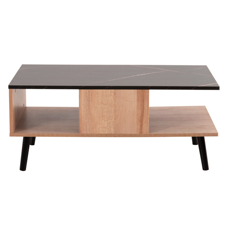 ΤΡΑΠΕΖΙ ΣΑΛΟΝΙΟΥ ΜΕ ΡΑΦΙ GUNNEZ HM9036.22 ΟΨΗ ΜΑΥΡΟ ΜΑΡΜΑΡΟ & ΟAK 90x54x38,5Υεκ.