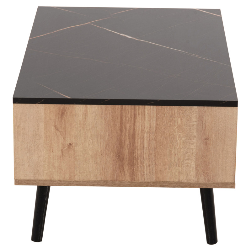 ΤΡΑΠΕΖΙ ΣΑΛΟΝΙΟΥ ΜΕ ΡΑΦΙ GUNNEZ HM9036.22 ΟΨΗ ΜΑΥΡΟ ΜΑΡΜΑΡΟ & ΟAK 90x54x38,5Υεκ.