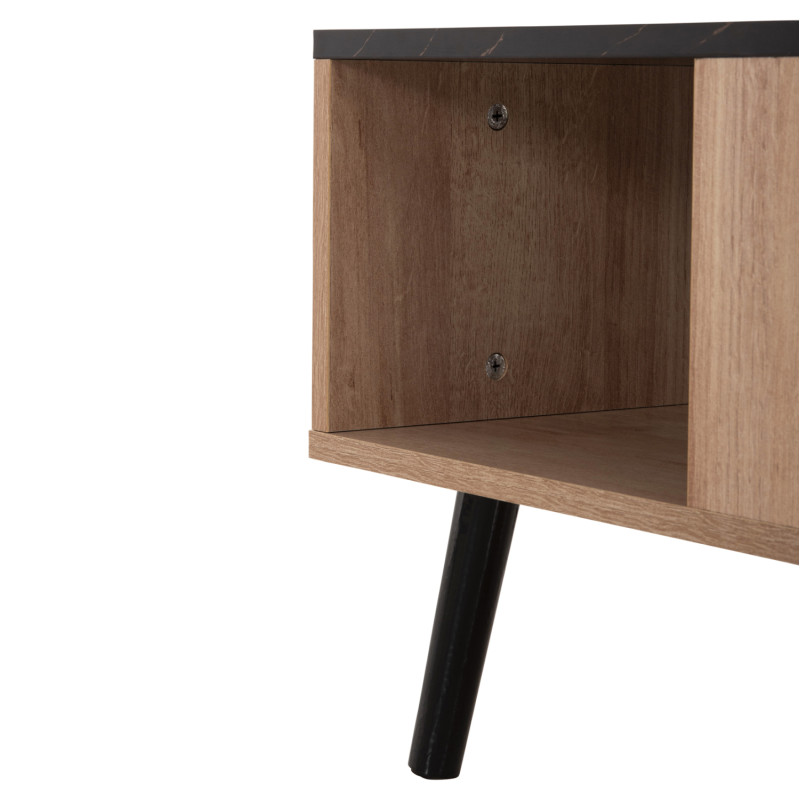 ΤΡΑΠΕΖΙ ΣΑΛΟΝΙΟΥ ΜΕ ΡΑΦΙ GUNNEZ HM9036.22 ΟΨΗ ΜΑΥΡΟ ΜΑΡΜΑΡΟ & ΟAK 90x54x38,5Υεκ.