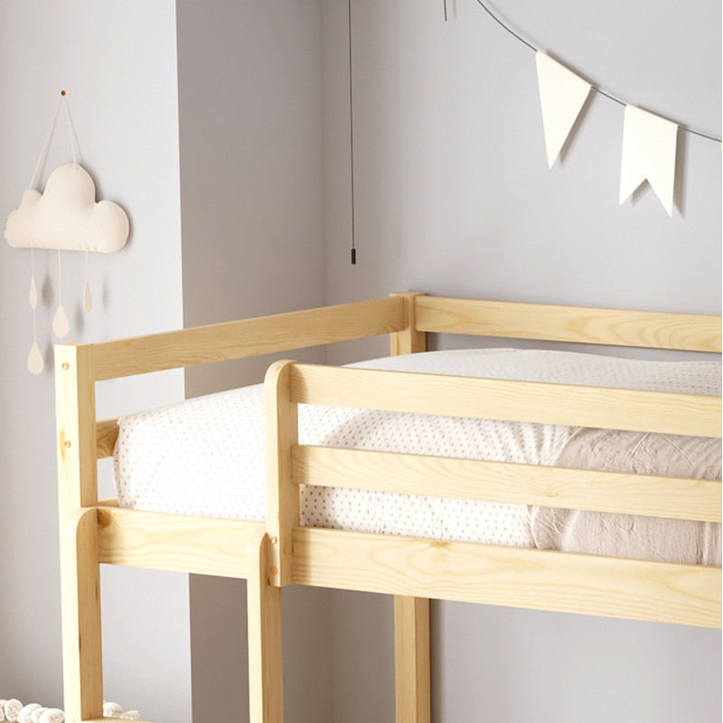 ΠΑΙΔΙΚΗ ΚΟΥΚΕΤΑ τ.MONTESSORI ΜΕ ΠΑΡΚΑΚΙ PLAYKID HM703.01 ΞΥΛΟ ΠΕΥΚΟΥ ΦΥΣΙΚΟ ΓΙΑ 190x90εκ