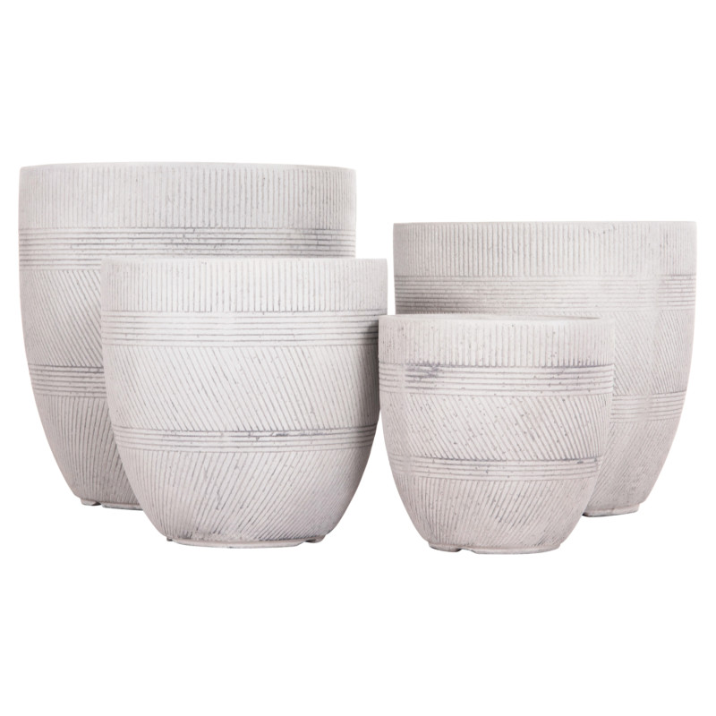 ΣΕΤ 4ΤΜΧ ΓΛΑΣΤΡΕΣ ΣΤΡΟΓΓΥΛΕΣ ΣΕΙΡΑ GARDENER HM4719 FIBERCLAY-ΧΡΩΜΑ CEMENT Φ44x43Υεκ