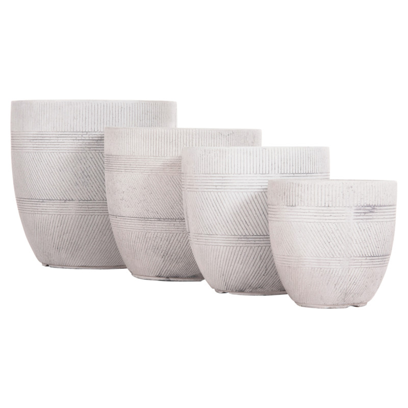 ΣΕΤ 4ΤΜΧ ΓΛΑΣΤΡΕΣ ΣΤΡΟΓΓΥΛΕΣ ΣΕΙΡΑ GARDENER HM4719 FIBERCLAY-ΧΡΩΜΑ CEMENT Φ44x43Υεκ