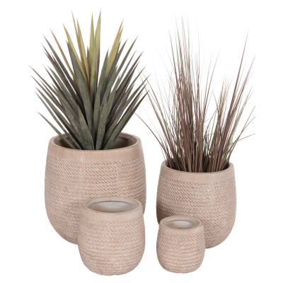 ΣΕΤ 4ΤΜΧ ΓΛΑΣΤΡΕΣ ΣΤΡΟΓΓΥΛΕΣ GARDENER HM4722 FIBERCLAY--IVORY CEMENT Φ54x54Υεκ