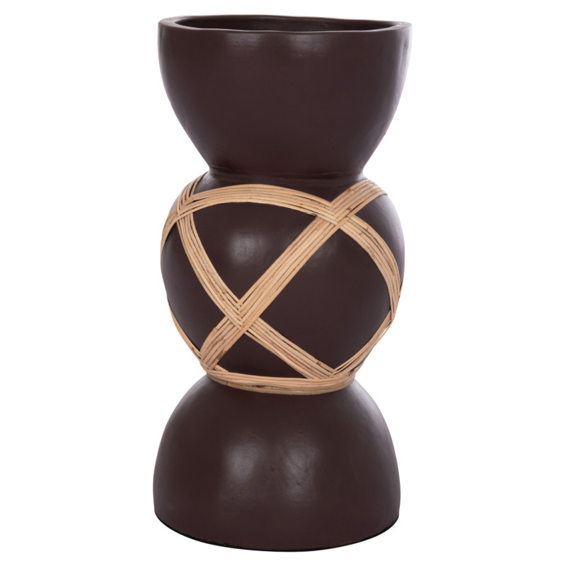 ΔΙΑΚΟΣΜΗΤΙΚΟ ΒΑΖΟ ΔΑΠΕΔΟΥ MAYNARD HM4672.07L TERRACOTTA ΣΟΚΟΛΑΤΙ-RATTAN Φ32x62.5Υεκ