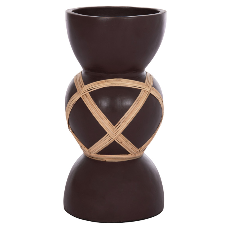 ΔΙΑΚΟΣΜΗΤΙΚΟ ΒΑΖΟ ΔΑΠΕΔΟΥ MAYNARD HM4672.07L TERRACOTTA ΣΟΚΟΛΑΤΙ-RATTAN Φ32x62.5Υεκ