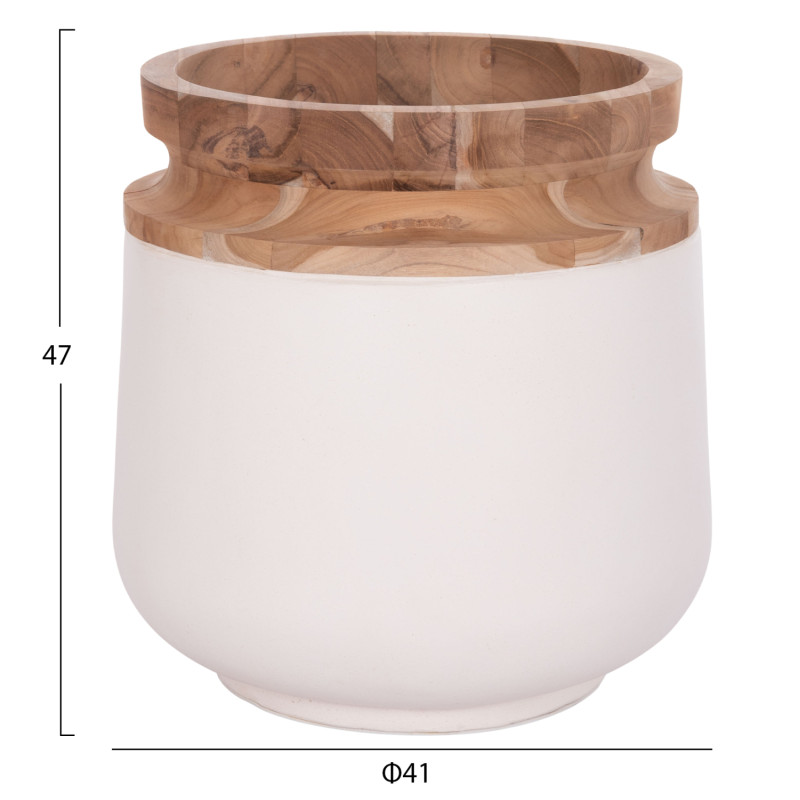ΔΙΑΚΟΣΜΗΤΙΚΟ ΒΑΖΟ ΔΑΠΕΔΟΥ LINTER HM4662.02L FIBER CEMENT ΛΕΥΚΟ--ΞΥΛΟ ΤΕΑΚ Φ41x47Υεκ.