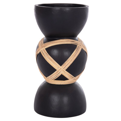 ΔΙΑΚΟΣΜΗΤΙΚΟ ΒΑΖΟ ΔΑΠΕΔΟΥ MAYNARD HM4672.01L TERRACOTTA ΜΑΥΡΟ-RATTAN Φ32x62.5Υεκ